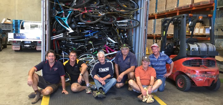 Childers Rotary loads up bikes headed for Solomons