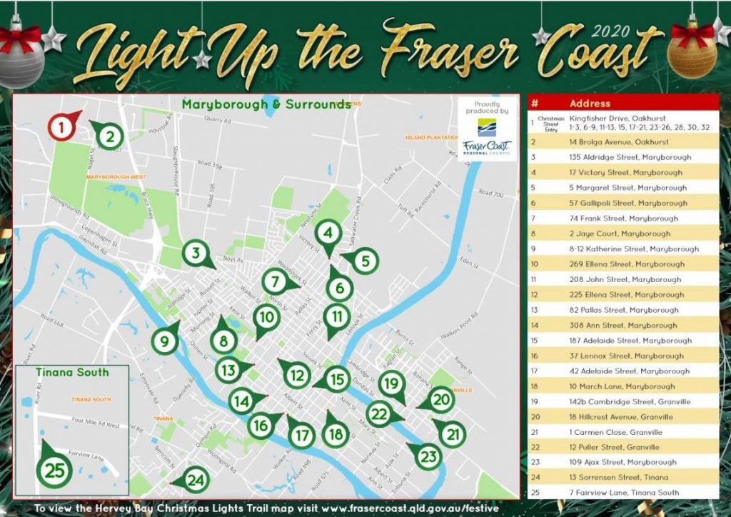 Hervey Bay and Maryborough Christmas Lights Map 2020 Wide Bay Kids