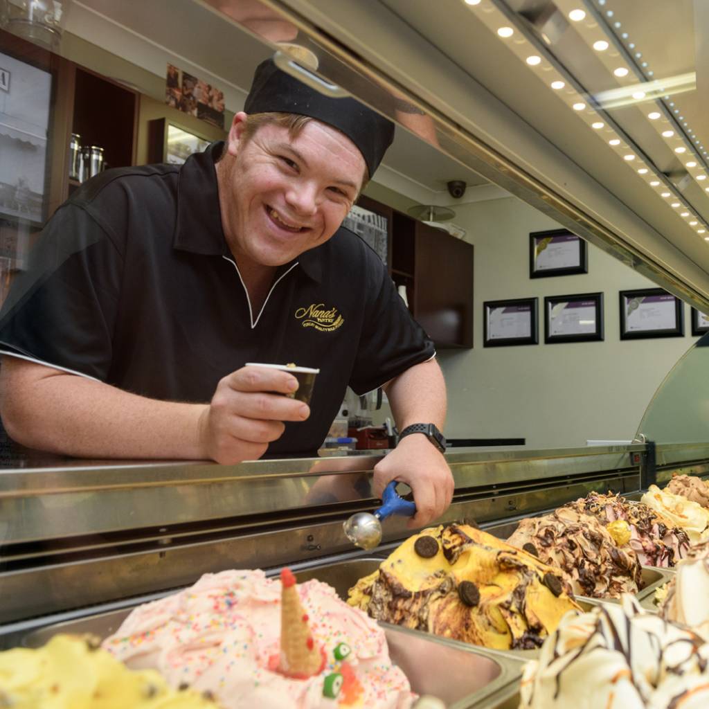 Photo courtesy of Steps Group Man with ice cream spoon and about scoop