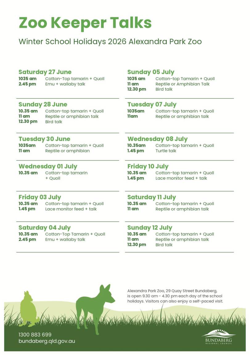 Zoo Keeper Talks - Winter School Holidays 2026 4 Zoo Keeper Talks Winter School Holidays